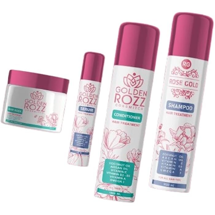 Golden Rozz cosmetics White 1 litre hair care treatment set of four